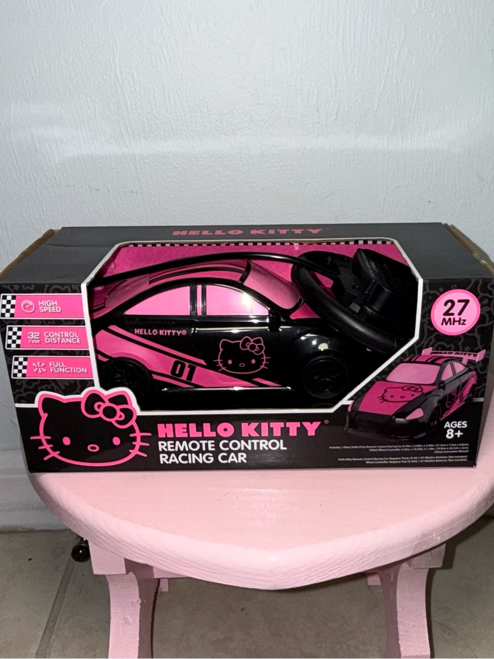Hello Kitty Black and Pink Remote Control Race Car Toy